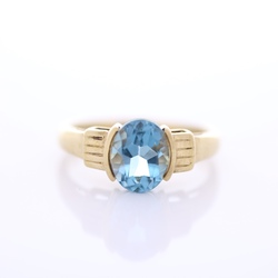 9ct Gold blue topaz ring MS63