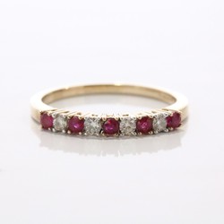 9ct gold ruby and diamond claw set half eternity ring