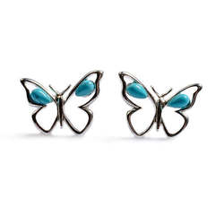 Henryka Butterfly Stud Earrings in Silver and Turquoise - eh3/tq-cos