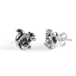 Henryka Miniature Squirrel Stud Earrings in Silver - EH693-COS