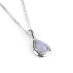 Henryka Classic Teardrop Necklace in Silver and Blue Lace Agate