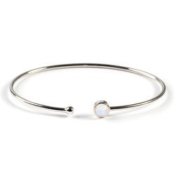 Henryka Simple Solo Cuff Bangle in Silver and Moonstone