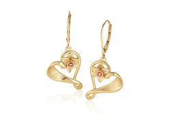 St Davids Daffodil Heart Diamond Drop Earrings - GDFF0060