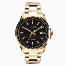 Accurist Gent's Watch Gold Case & Stainless Steel Bracelet with Black Dial - 7289