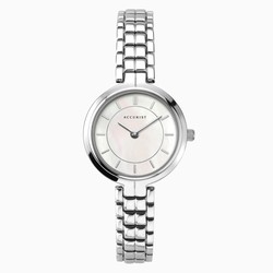 Accurist Ladies' Watch Silver Case & Brass Bracelet with White Mother of Pearl Dial - 8300