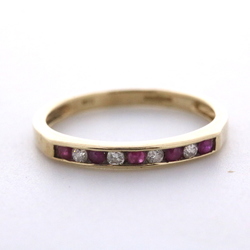 9ct Yellow Gold Ruby & Diamond Half Eternity Ring - MS1469B