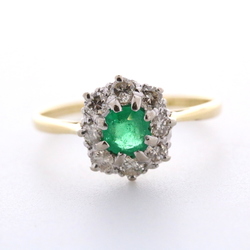 18ct Yellow Gold Emerald and Diamond Cluster Ring - MS1485A