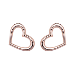 Unique 925 Silver and Rose Gold Plated Heart Stud Earrings