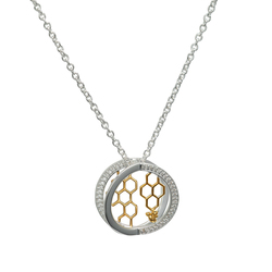 Unique 925 Silver and Gold Plated Honeycombe Pendant