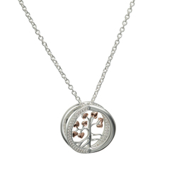 Unique 925 Silver Tree of Life Rose Gold Plated Neckalce