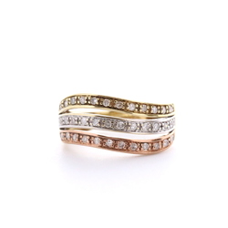 9ct Three Colour Gold Diamond Ring - MS1577I