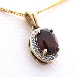 9ct Yellow Diamond and Garnet Oval Cut Pendant only