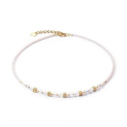 Coeur De Lion Mini Cubes White and Gold Plated Necklace - 4565/10-1416