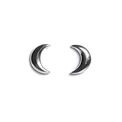 Henryka Crescent Moon Stud Earrings in Silver