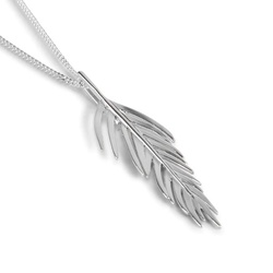 Henryka Areca Palm Leaf Necklace in Silver