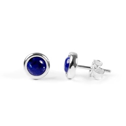 Henryka Small Round Stud Earrings in Silver and Lapis Lazuli