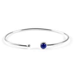 Henryka Simple Solo Cuff Bangle in Silver and Lapis Lazuli