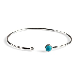 Henryka Simple Solo Cuff Bangle in Silver and Turquoise