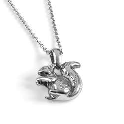 Henryka Miniature Squirrel Necklace in Silver