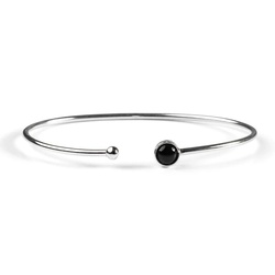 Henryka Simple Solo Cuff Bangle in Silver and Black Onyx