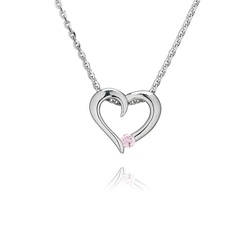 Perfection Swarovski Zirconia Pink Heart Pendant With A Single Stone (0.10ct)
