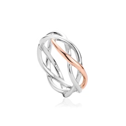 Clogau Gold Celtic Weave Silver Ring - Size P - 3SCMG54