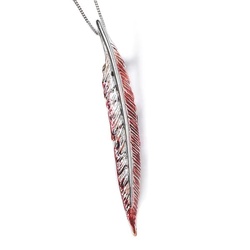 Henryka Pheasant Bird Feather Silver Necklace