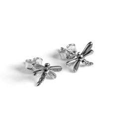 Henryka Miniature Dragonfly Silver Stud Earrings