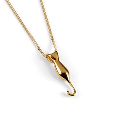 Henryka Miniature Cat Necklace in Silver with 24ct Gold
