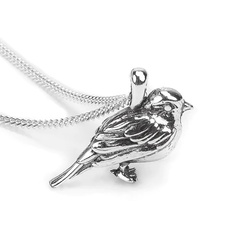 Henryka Robin Garden Bird Necklace in Silver