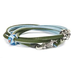 Bracelet Leather Light Blue - Green Various Sizes