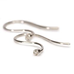 Earring Hooks, Silver / Diamond