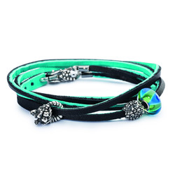 Leather Bracelet, Turquoise / Navy