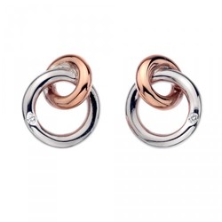 Eternity Silver & Rose Gold Plated Interlocking Stud Earrings - DE309