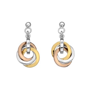 Hot Diamonds - Trio Earrings Yellow and Rose Gold Plated Accents - DE389