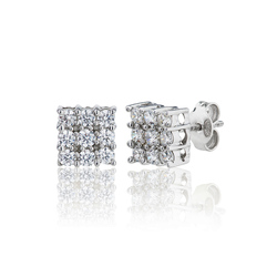 Square Shaped Cluster Stud Earrings (1.00ct) - E2189