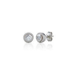 Single Stone Rubover Ornate Stud Earrings (0.30ct) - E2146