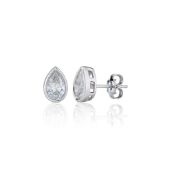 Single Stone Rubover Pear Stud Earrings (1.50ct) - E3933