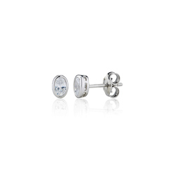Single Stone Rubover Oval Stud Earrings (0.50ct) - E3938