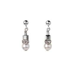 Coeur De Lion - Pearl Crystal-Silver Earrings - 4815211817