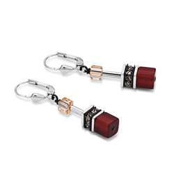 Coeur De Lion - Geo Cube Earrings Red/Beige - 2838200310