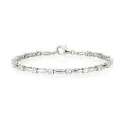Alternating plain boat shaped links and 4 claw stone bracelet (2.25ct) - B8009