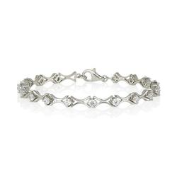 Alternating inverted plain links and 4 claw stones bracelet (2.25ct) - B8014