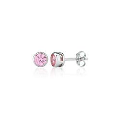 Pink Single Stone Rubover Set Stud Earrings (1.00ct) - E3126P