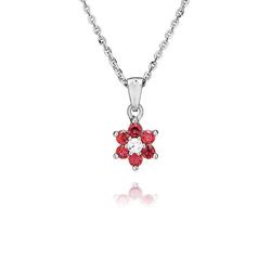 Red Seven Stone Flower Cluster Pendant (0.50ct) - P2091R