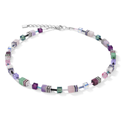 Coeur De Lion Necklace Geo Cube Swarovski Crystals & Gemstones Lilac-Green - 4905100840