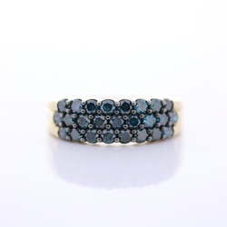 9ct Gold blue diamond cluster ring MS1417A