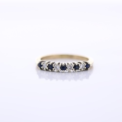 9ct Gold sapphire and diamond half eternity ring MS1324B