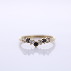 9ct Gold sapphire and cubic zirconia wishbone ring MS1303D