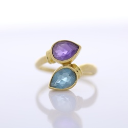 18ct Blue topaz and amethyst ring MS1360B